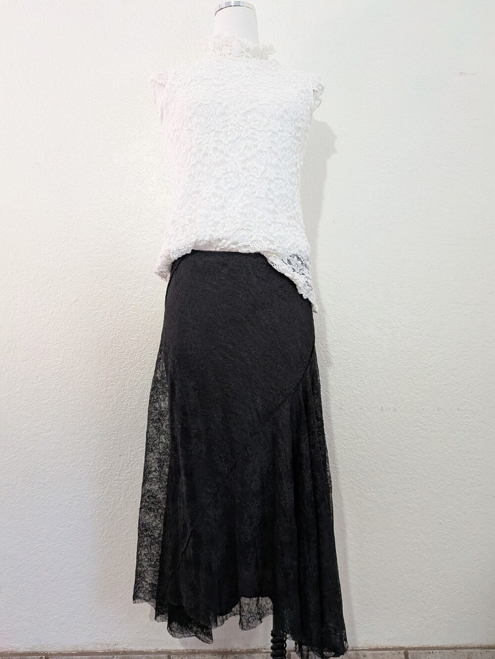 Black Lace Skirt and White Top Bundle Size Small